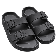 Uplift Double Buckle EVA Slip-On Sandals - White/Black