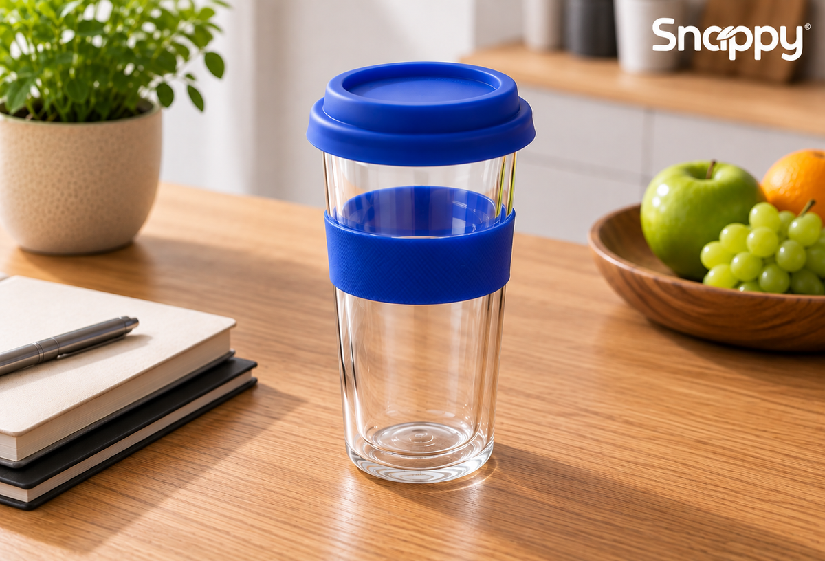 Snappy Thermal Glass Tumbler 400ml Blue - LEG-SN-GL400B