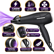 Carmen Keratin Pro Escentual 2200W Hair Dryer with Argan Oil – Black