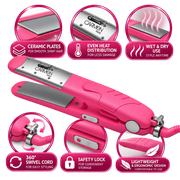 Carmen Wet 'n Dry Ceramic Hair Straightener with Swivel Cord – Pink
