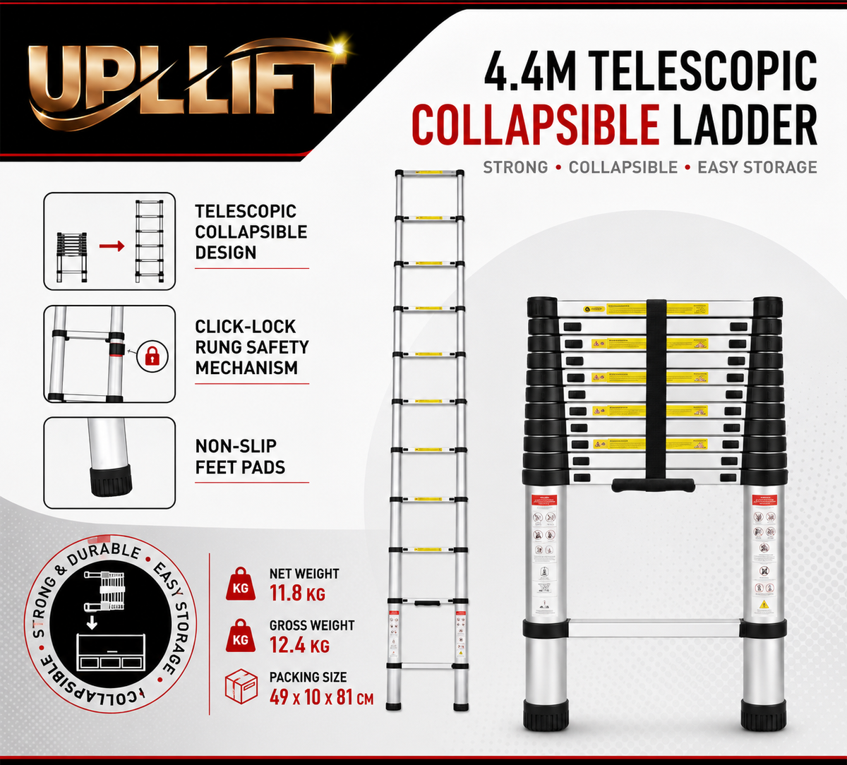 Scanner Test Product do not use -Uplift 4.4m Telescopic Collapsible Aluminium Ladder