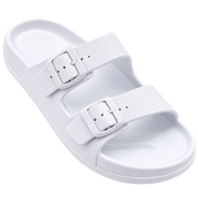 Uplift Double Buckle EVA Slip-On Sandals - White/Black
