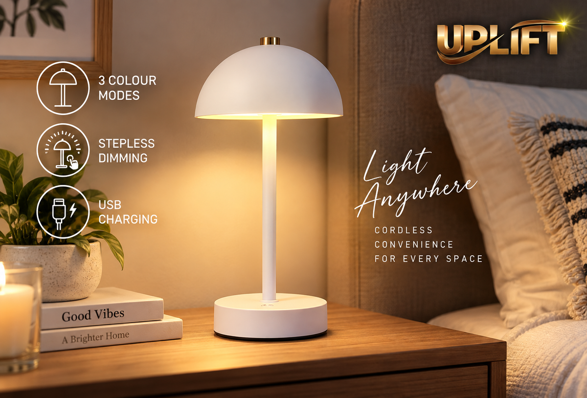 Uplift Rechargeable Cordless Dome Table Lamp - White