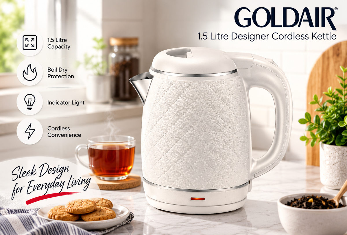 Goldair 1.5L 1500W Cordless Kettle - White - GSDK-1800W