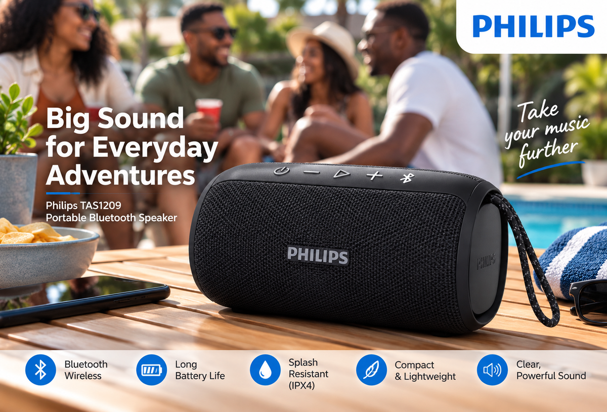 Philips TAS1209 Portable BT Speaker - Black