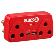 Ellies 2-Way High Surge Adaptor with 20W PD USB-C + USB – Red