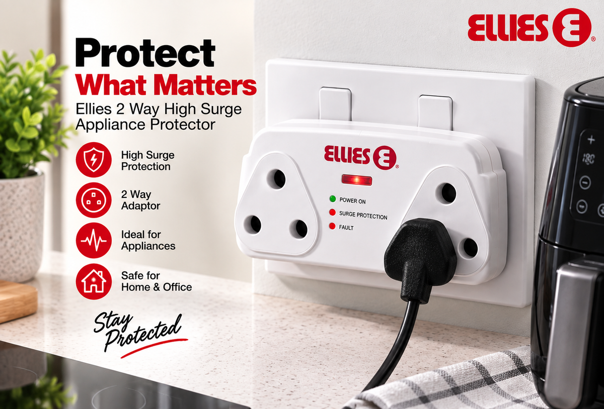 Ellies 2-Way High Surge Appliance Protector — White