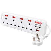 High Surge 4 Way Multi-plug PD20W Dual USB-C + USB - 0.5M - White