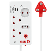 Ellies 4-Way Surge Multiplug with USB-A+USB-C 0.5m - WT