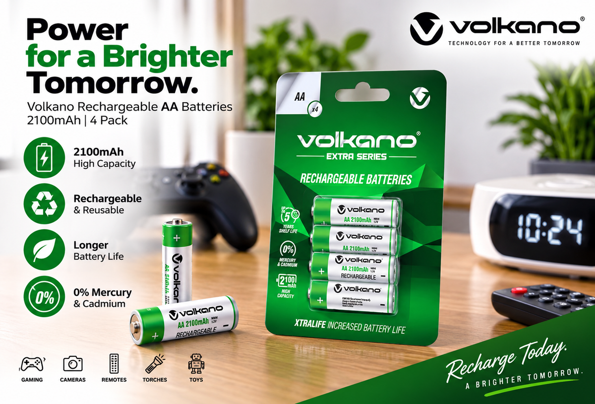 Volkano Extra Series Rechargeable AA Batteries – 4 Pack