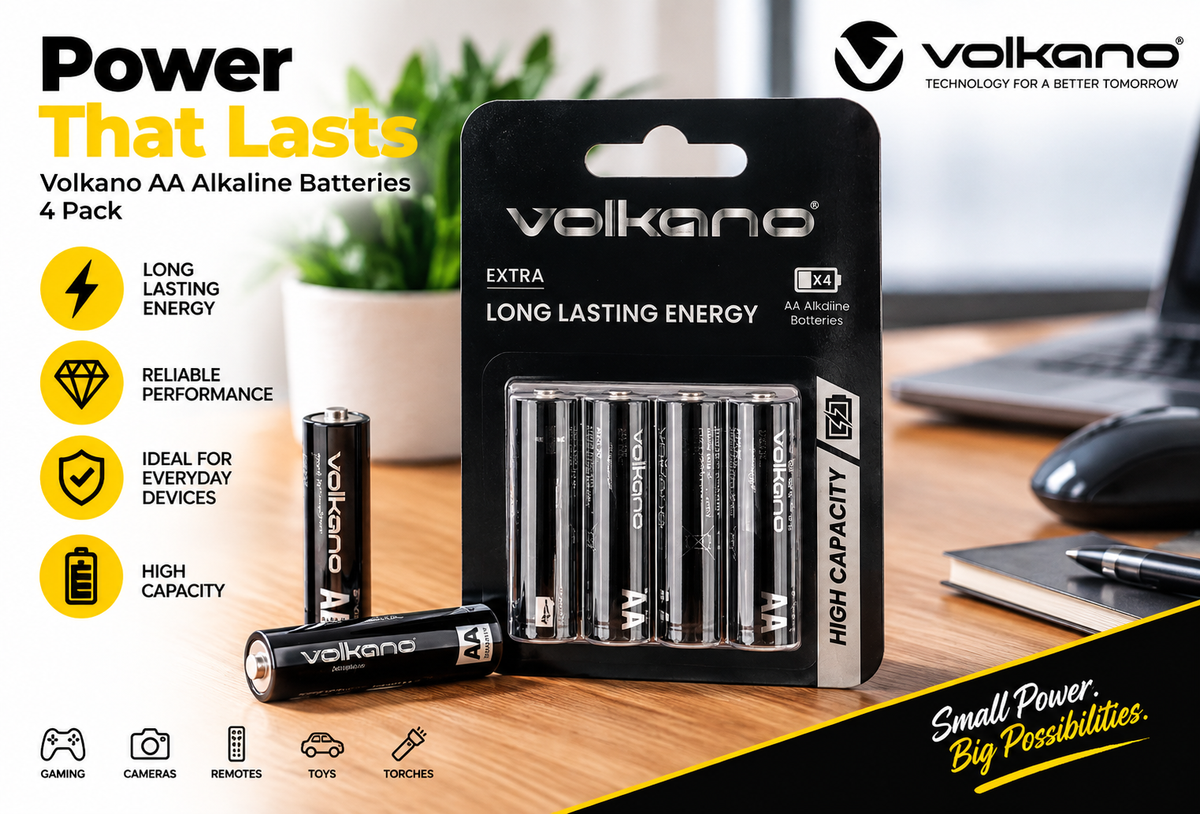Volkano Extra Series Alkaline AA Batteries – 4 Pack