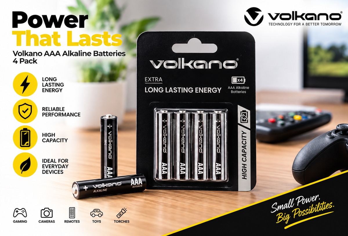 Volkano Extra Series Alkaline AAA Batteries – 4 Pack