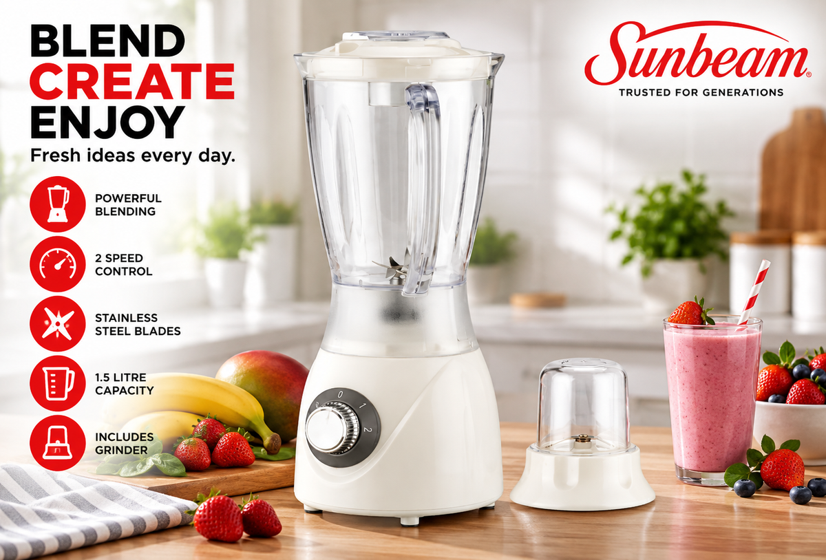 Sunbeam 2-in-1 Blender & Grinder Set 1.5L 300W