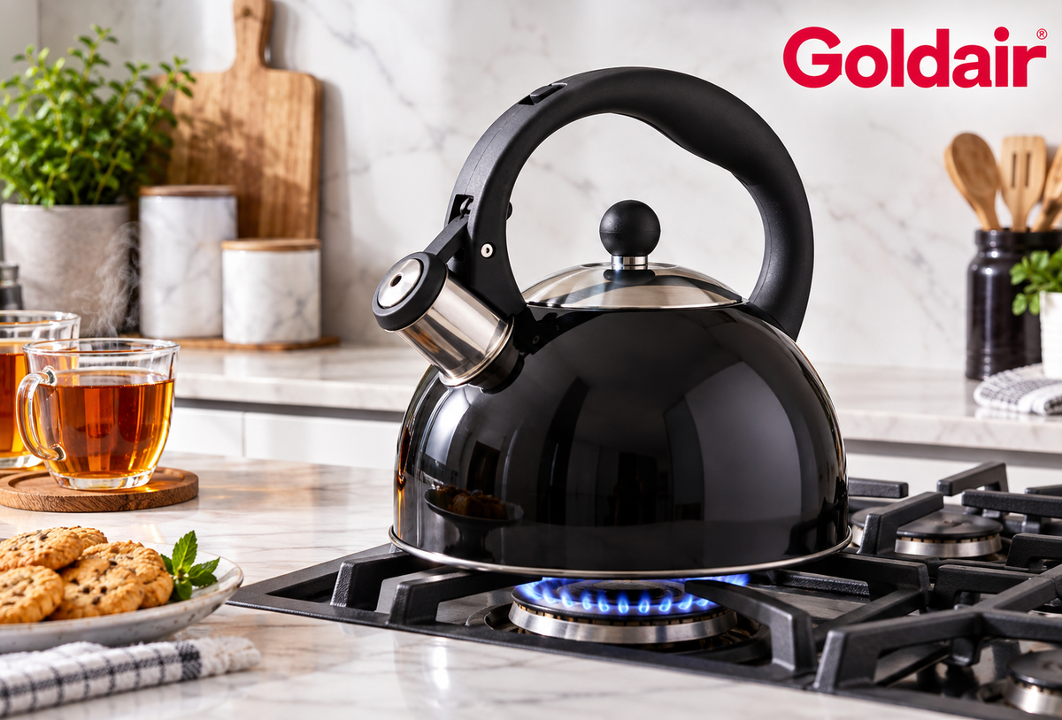 Goldair 2.5L Stovetop Whistling Kettle - Black GGIK-2500B