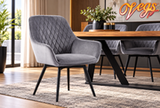 Vegas Grey Velvet Swivel Dining Chair PODC-1903G