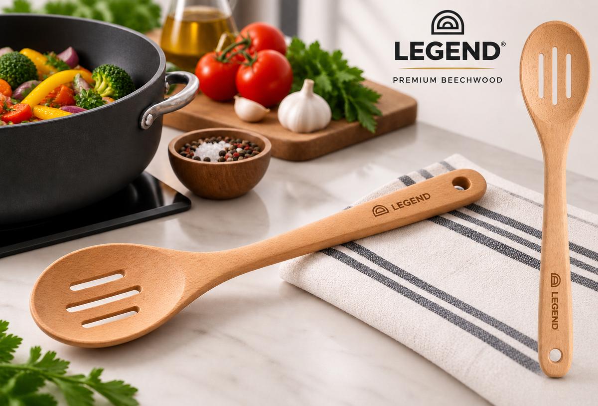 Legend Premium Beechwood Slotted Spoon - LEG-600702