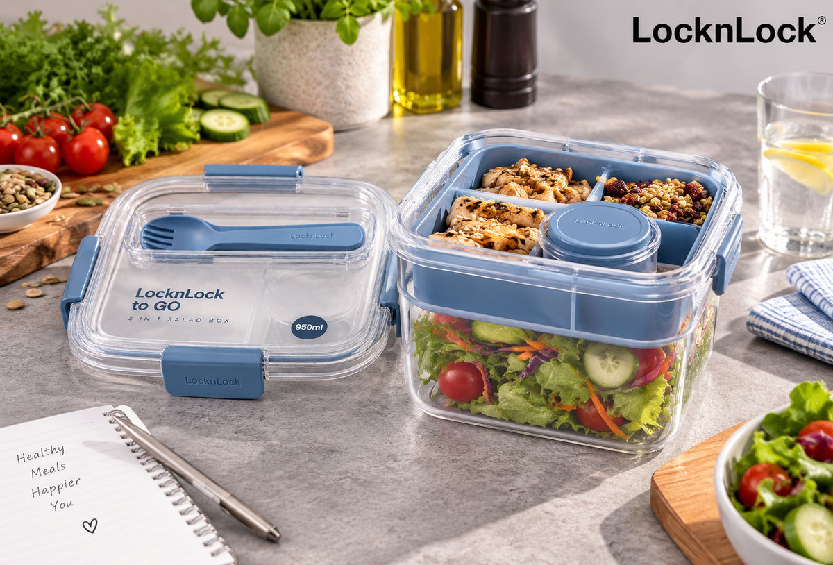 LocknLock to Go 3in1 Salad Box 950ml - LEG-HSM8440TLB