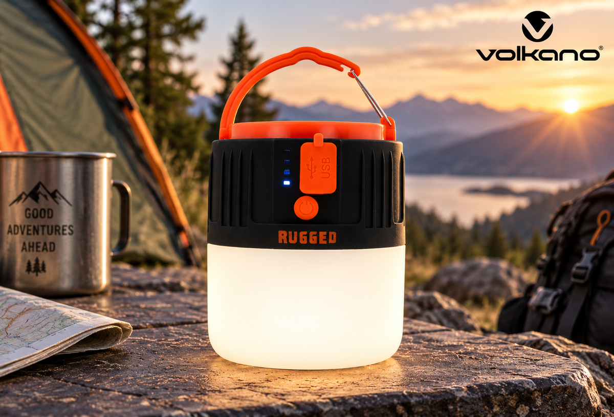 Rugged by Volkano VK-4107-BK 500lm Rechargeable Solar LED Lantern with Power Bank