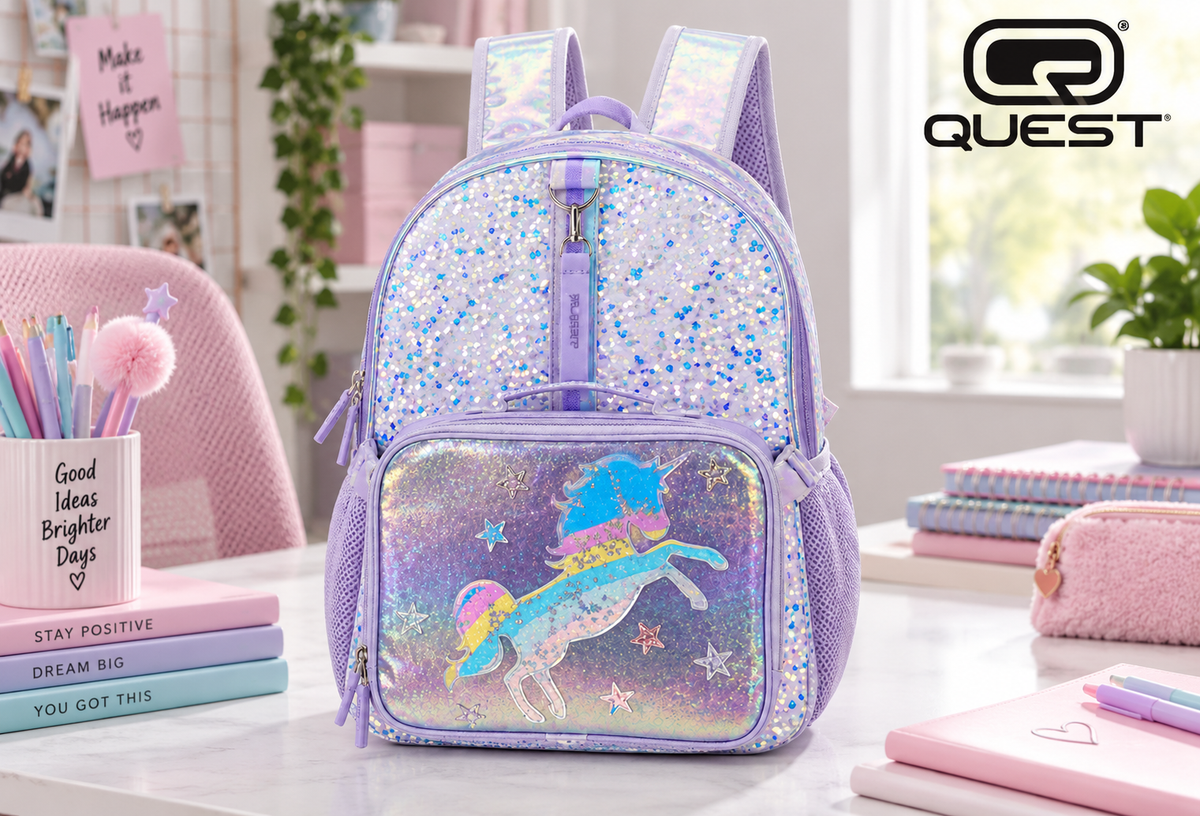 Quest QT-9216-LL Starburst Backpack & Lunch Combo Lilac
