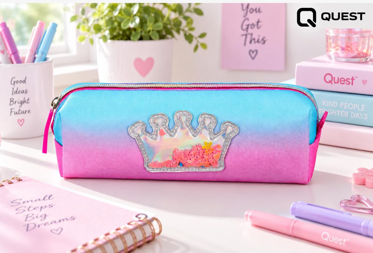 Quest QT-9225-PK Princess Pencil Case Pink