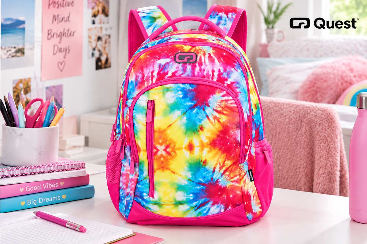 Quest QT-9207-PK Tie-Dye Scholar 30L Backpack Pink