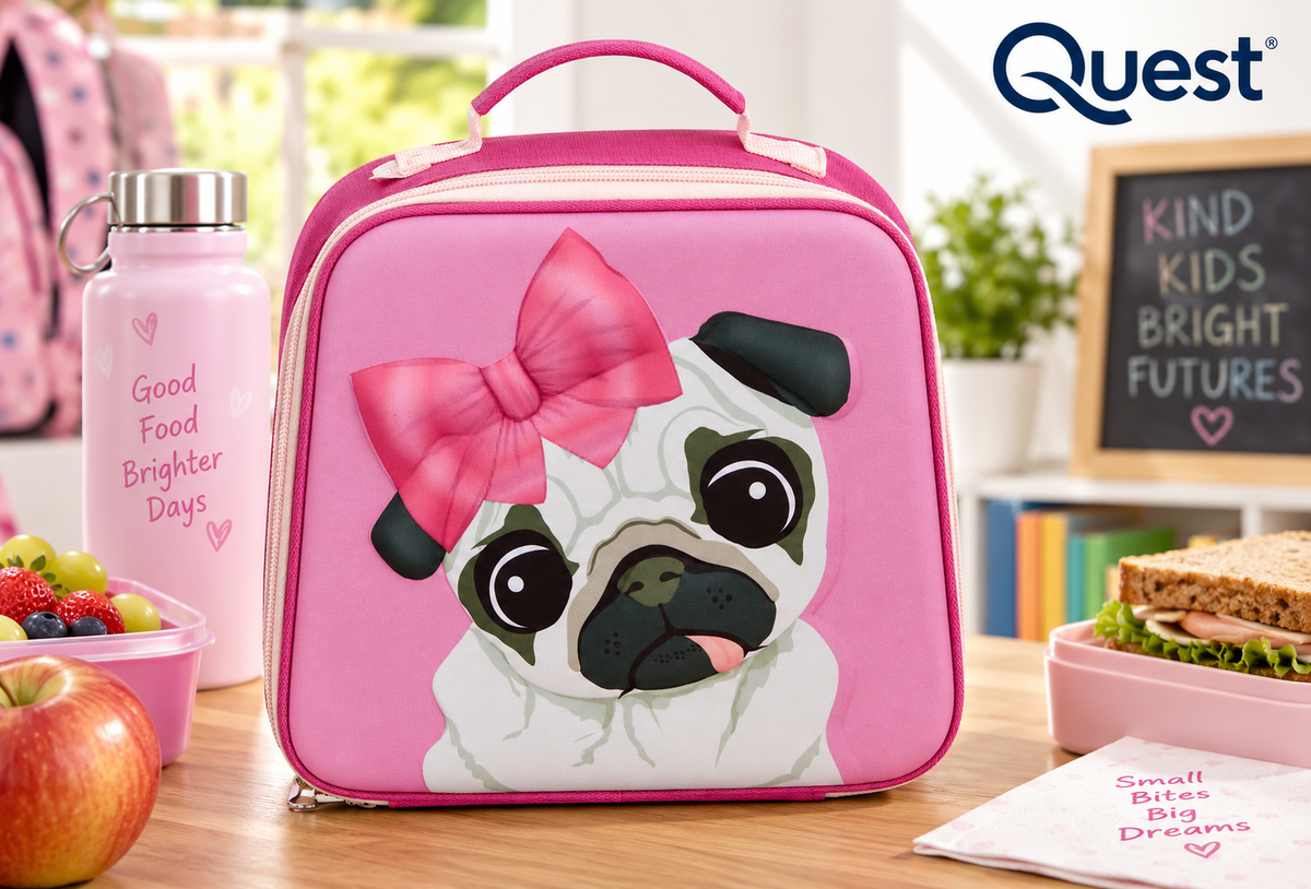 Quest QT-9234-PK Pug 3D EVA Lunch Bag - Pink