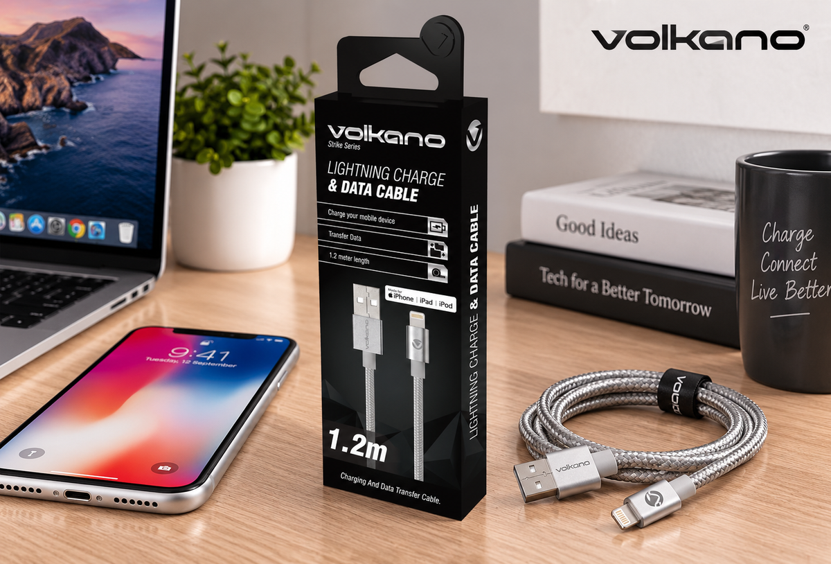 Volkano VK-20052-SL Strike Series 1.2m MFi Lightning Charge / Data Cable - Silver