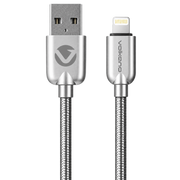Volkano VK-20094-SL-6 Iron Series Round Metallic Spring MFi Lightning Cable 6th - Silver