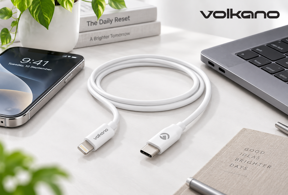 Volkano VK-20268-WT Flexi Series USB-C to MFi Lightning 2.5m 27W - White