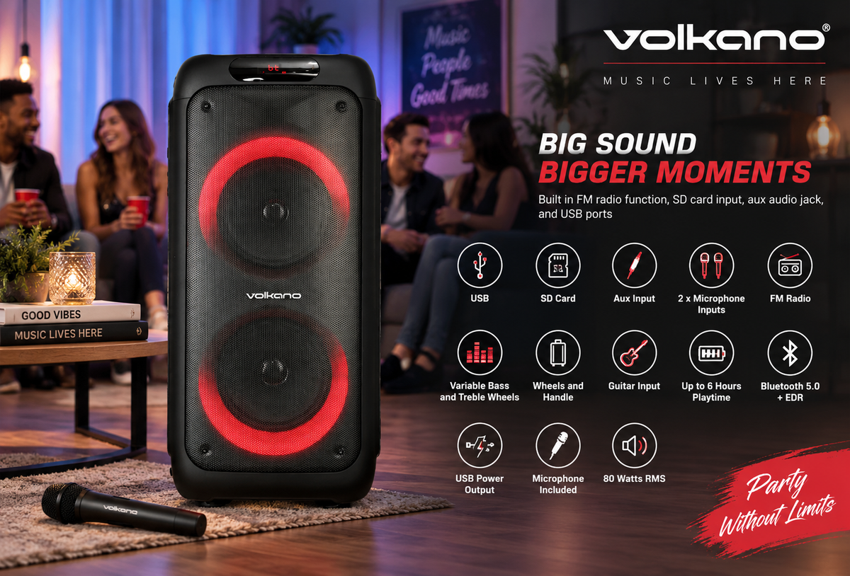 Volkano VK-3900-D8 Helios Series Dual 8" Party Speaker