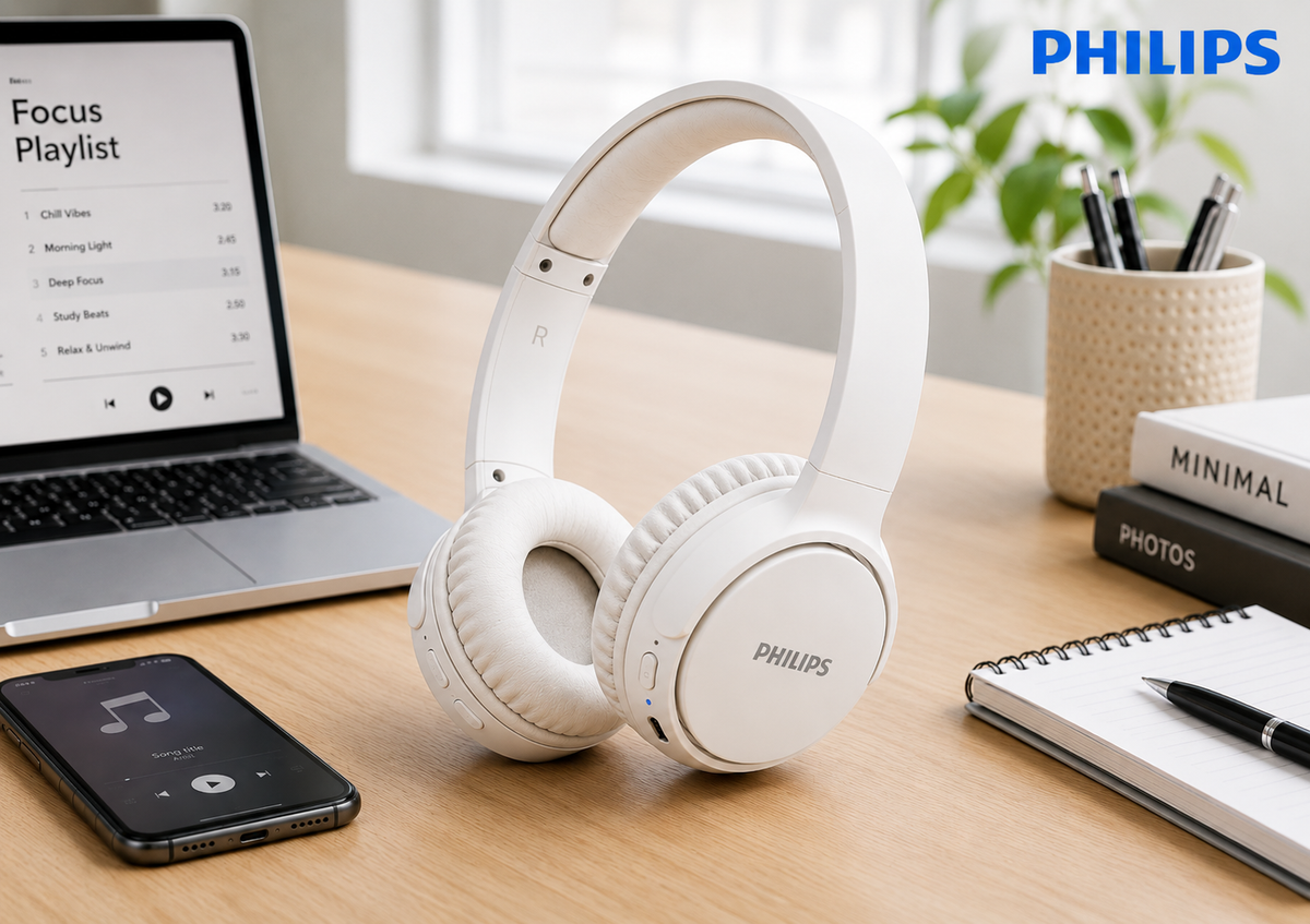 Philips Bluetooth On - Ear Headphone with Mic - White TAH2209