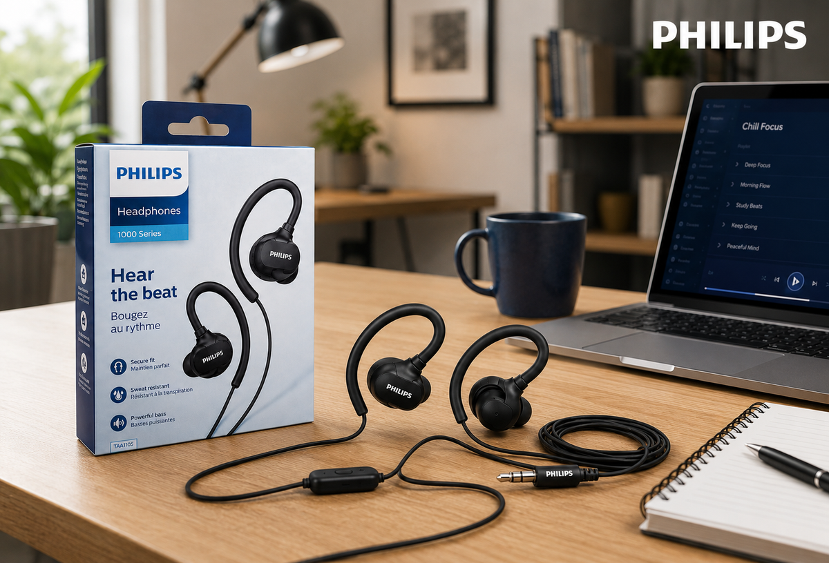 Philips TAA1105 Wired In - Ear Hook Sport Headphone - Black