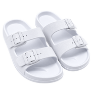 Uplift Double Buckle EVA Slip-On Sandals - White/Black