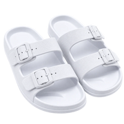 Uplift Double Buckle EVA Slip-On Sandals - White/Black