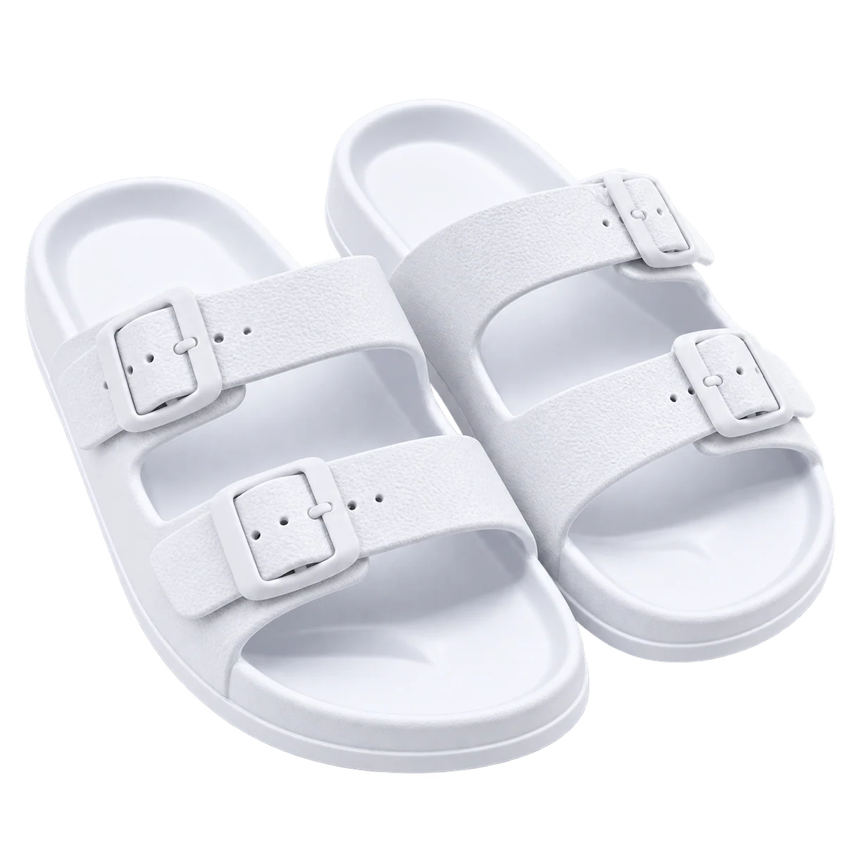 Uplift Double Buckle EVA Slip-On Sandals - White/Black
