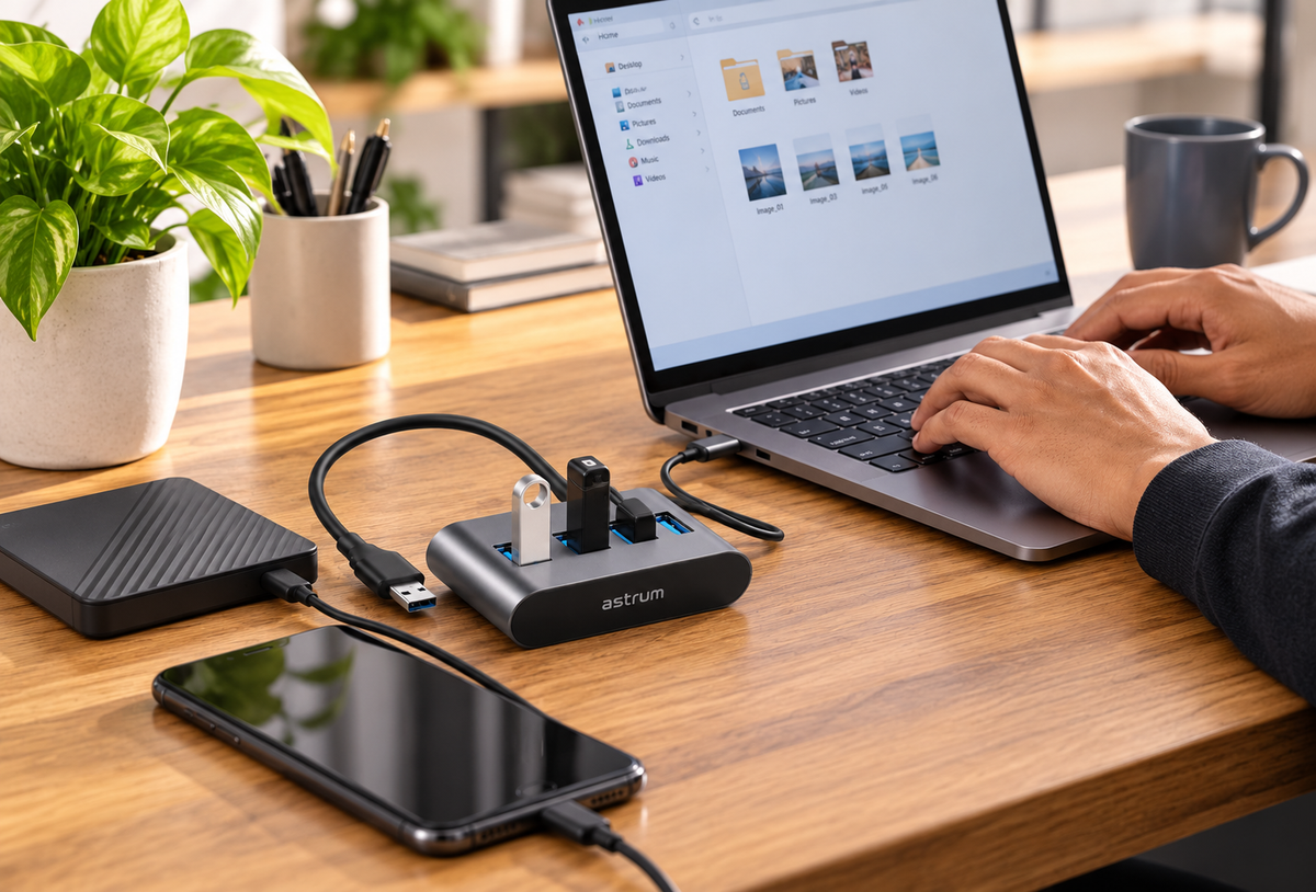 Astrum UH350 4-Port USB 3.0 Hub with USB-A & USB-C – Grey – Special Buys
