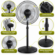 Kenwood 40cm 75W Electric Pedestal Fan – Black (IFP16.100BK)