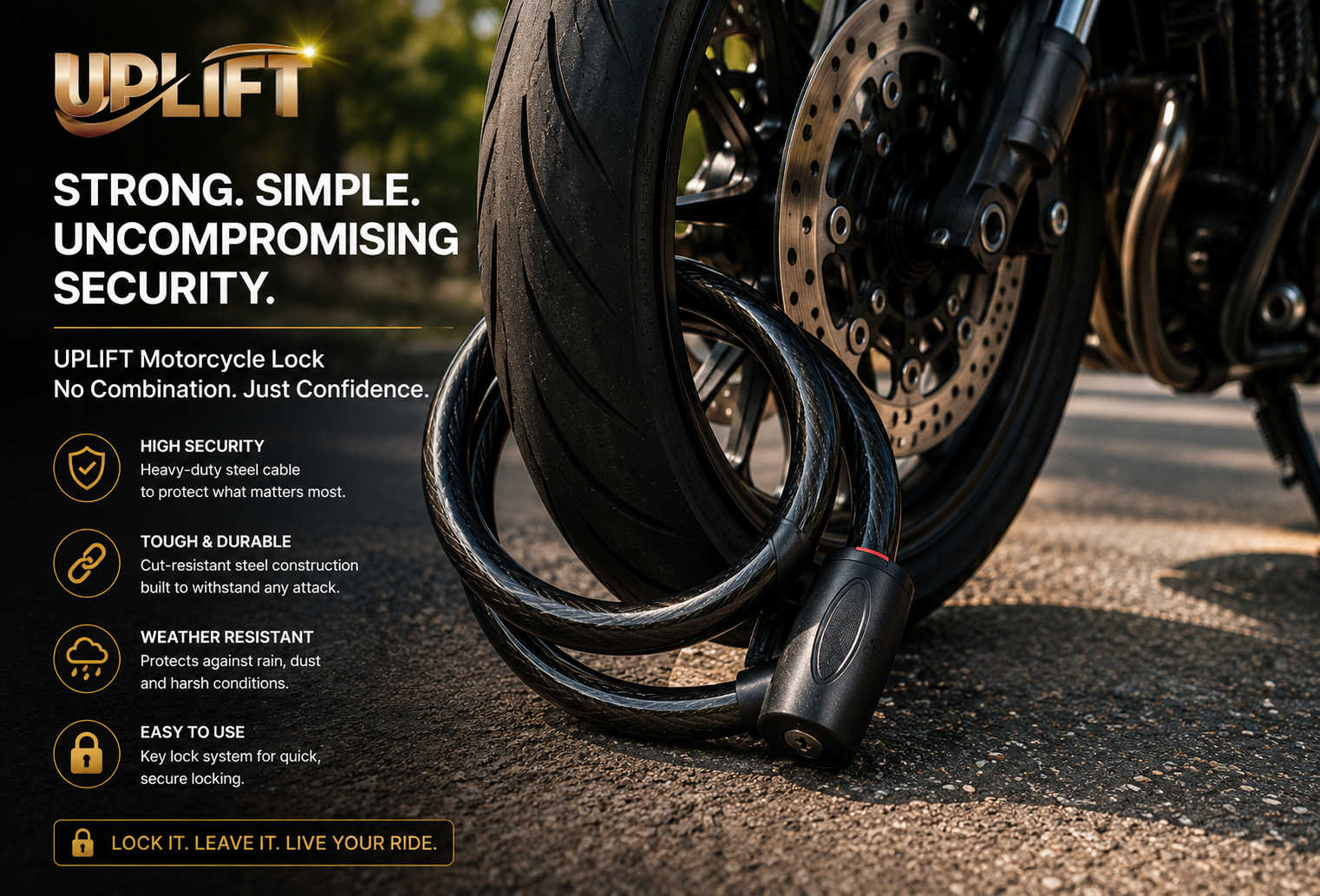 Uplift Motorcycle Lock - Large