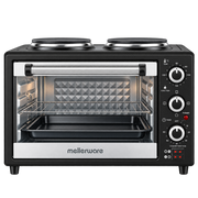 Mellerware Horizon 25 Mini Oven with 2 Solid Hot Plates – 25L 3000W – Black