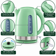 Elektra 1.7L Cordless Plastic Electric Kettle – Mint Green - SEL-EKP01G