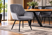 Vegas Grey Velvet Swivel Dining Chair PODC-1903G