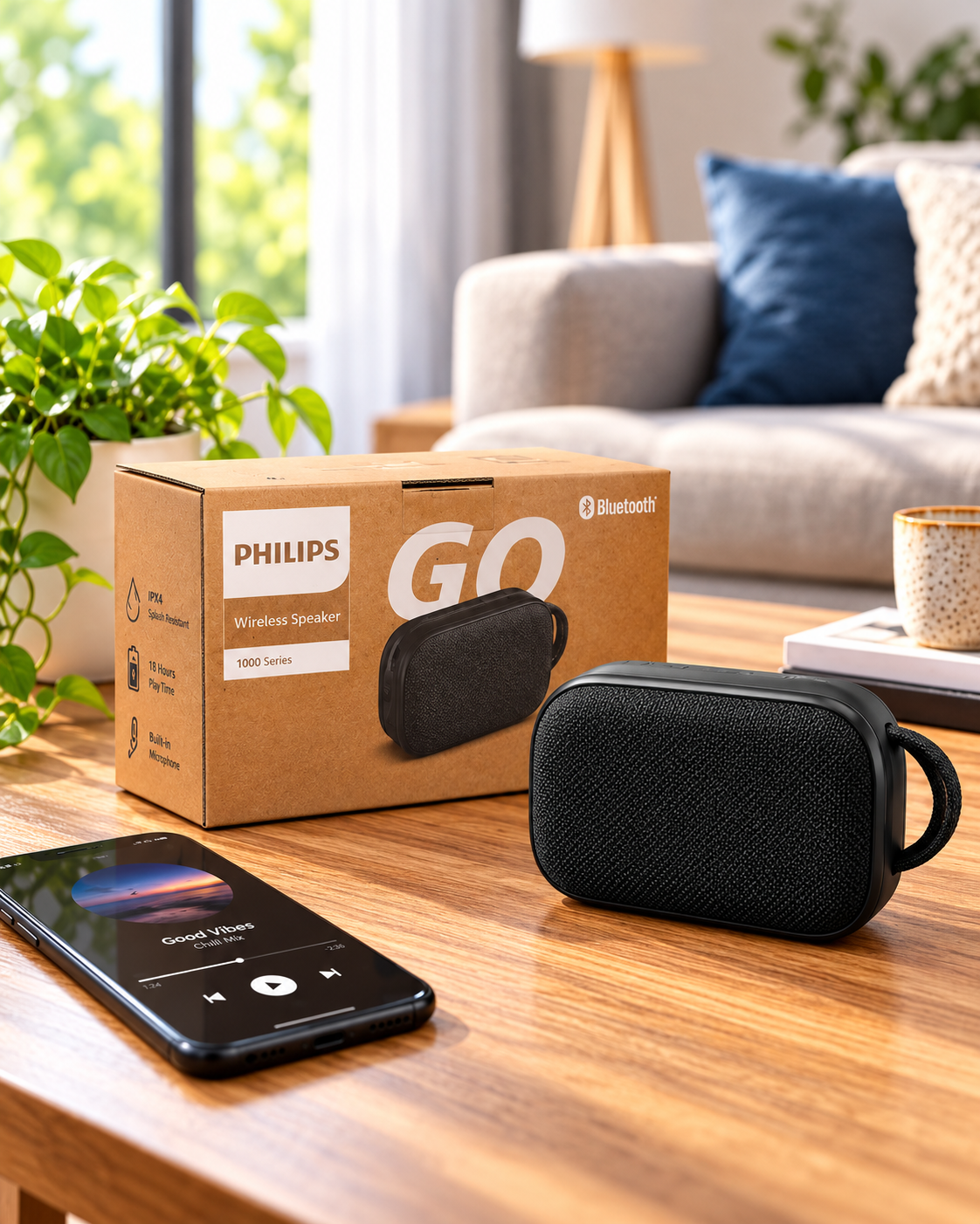 Philips GO TAS1209 Portable Bluetooth Speaker - Black