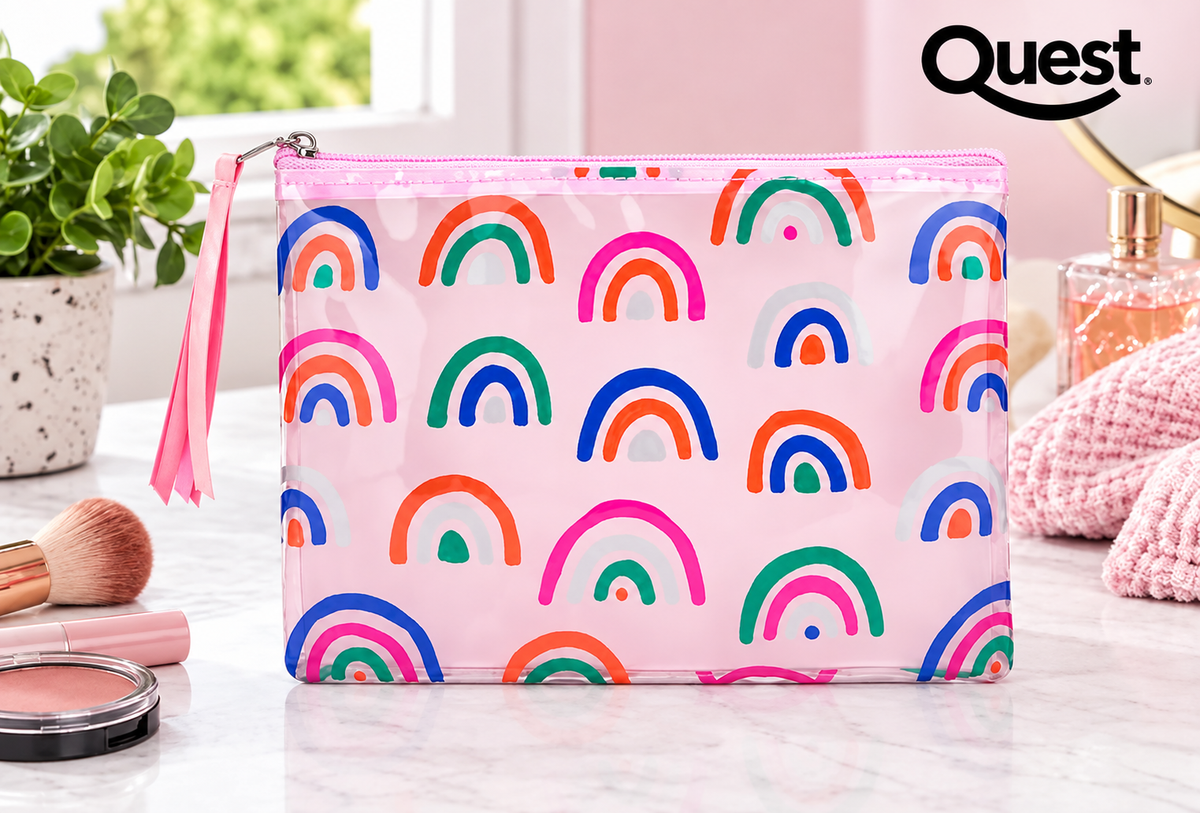 Quest QT-6911-PK Rainbow Value Pencil Case Pink