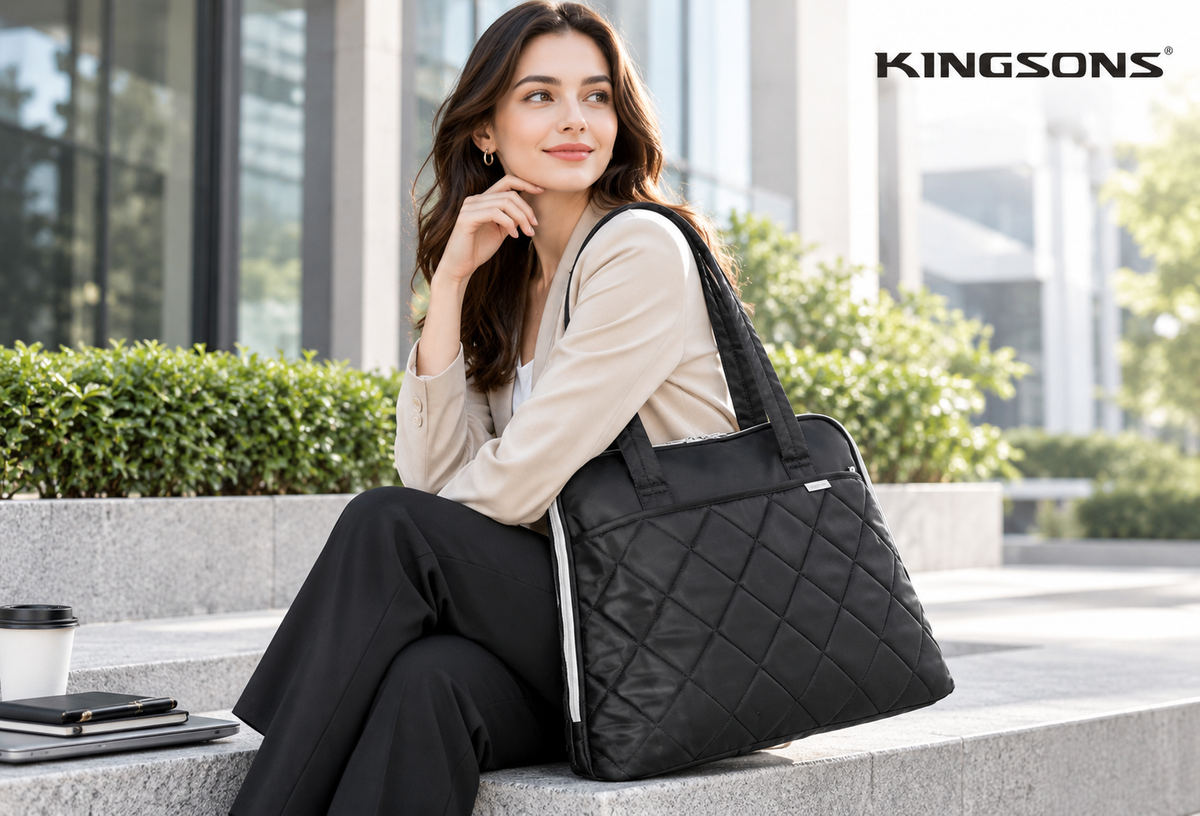 Kingsons Ladies 15.6" Shoulder Laptop Bag – Black