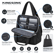 Kingsons Ladies 15.6" Shoulder Laptop Bag – Black