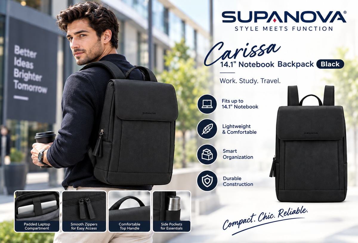 SupaNova Carissa 14.1" Laptop Backpack – Black