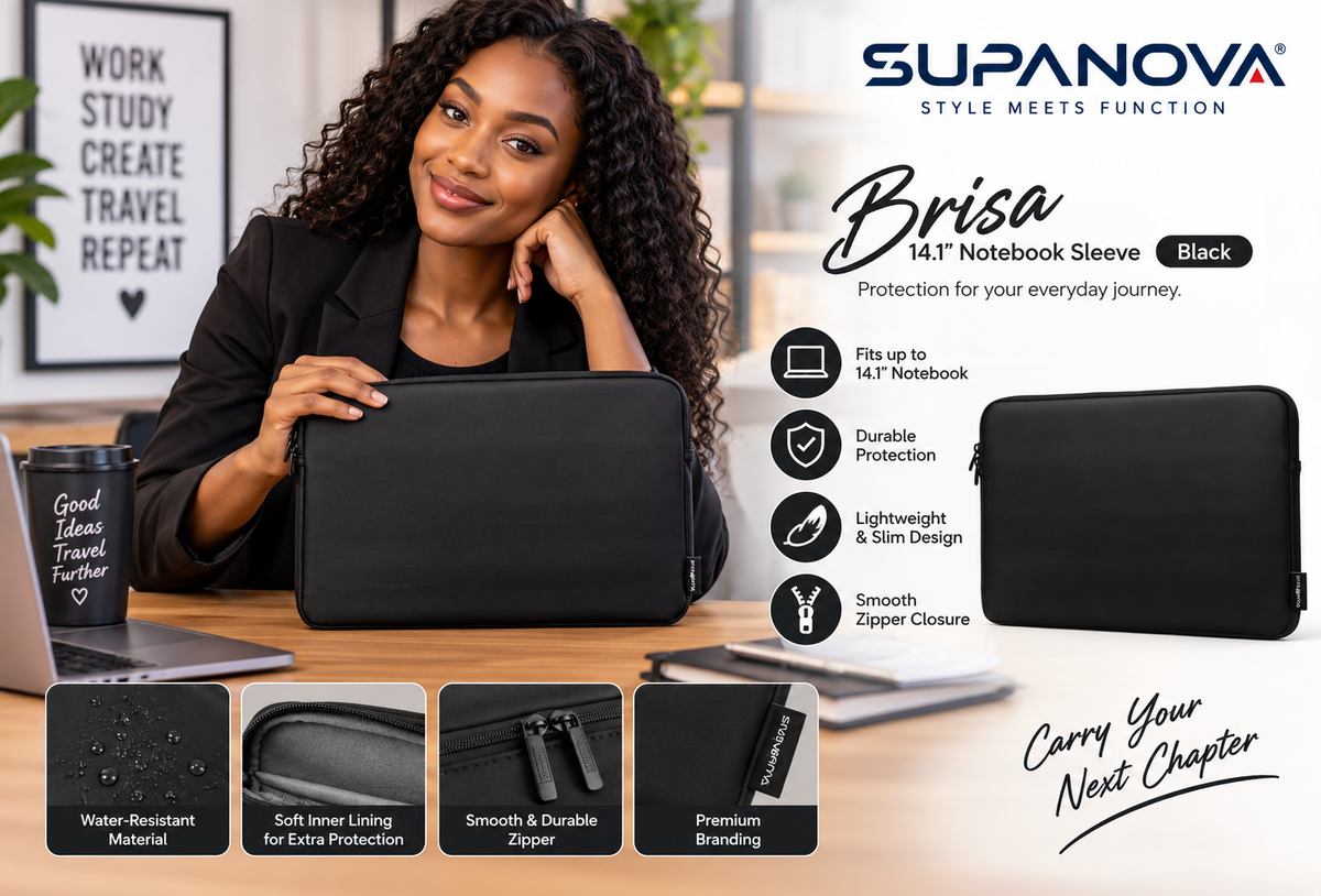 SupaNova Brisa 14.1-inch Laptop Sleeve Black SN-1043-BK