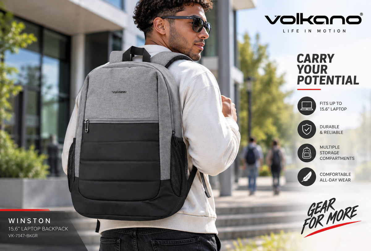 Volkano Winston 15.6-inch Laptop Backpack Black/Grey