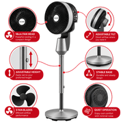 Goldair GCPF-08 18cm Pedestal Fan -Black