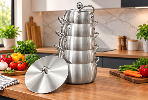 10-Piece Aluminium Cooking Pot Set with Lids